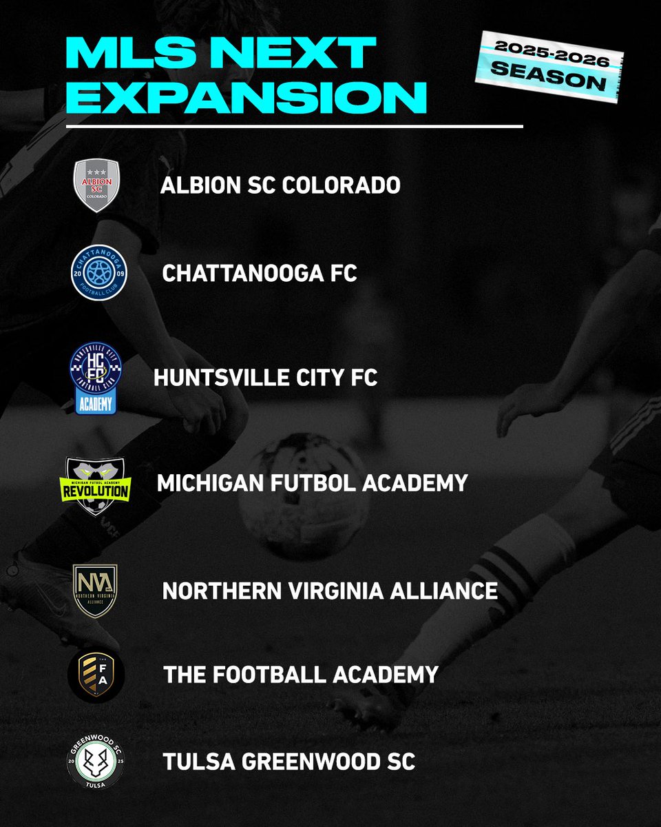 MLSNEXT's tweet photo. New Challengers Unlocked 🔓

MLS NEXT announces seven expansion clubs to join top level of the program beginning in the fall of 2025. https://t.co/NLiTxuX8pz