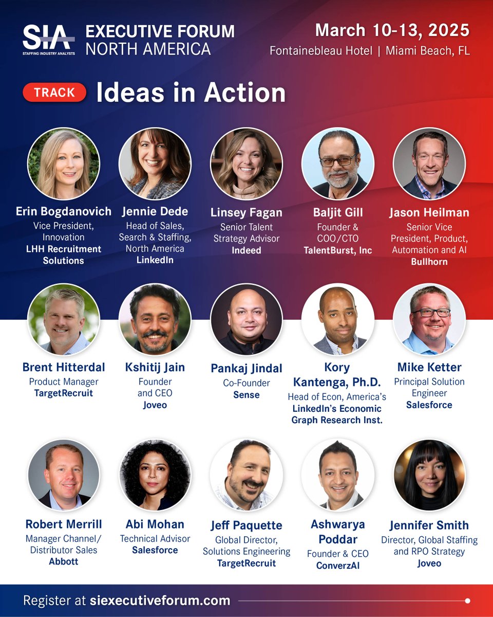 SIAnalysts's tweet photo. Wondering where staffing's next big idea is coming from? You may just find it at #ExecForum in SIA's Ideas in Action track.
Dive into infinite possibilities! Register now >> https://t.co/IojFvKX271
#ExecForum #staffing #staffingleaders #staffingfirms #technology #AI https://t.co/MRirQyJAdS