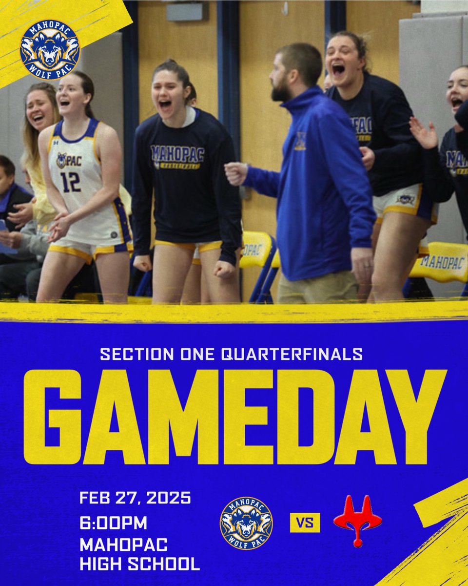 Mahopac Athletics (@mahopac_ad) on Twitter photo Game Day!!!! <a href="/pacgirls_bball/">Mahopac Girls Varsity Basketball</a> hosts Fox Lane in a Class AA quarterfinal matchup!!! Tip off is 6pm!!! Pack the gym!!!! Good luck ladies!!! Go PAC!!! Game Day!!!! <a href="/pacgirls_bball/">Mahopac Girls Varsity Basketball</a> hosts Fox Lane in a Class AA quarterfinal matchup!!! Tip off is 6pm!!! Pack the gym!!!! Good luck ladies!!! Go PAC!!!