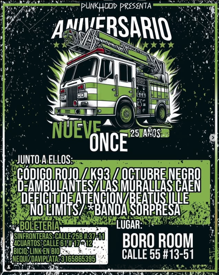 OctubreNegroCol's tweet photo. Listos para el próximo sábado acompañar a nuestros parceros de @estoesnueveonce en su aniversario 🎉 https://t.co/VBrocRqUDF