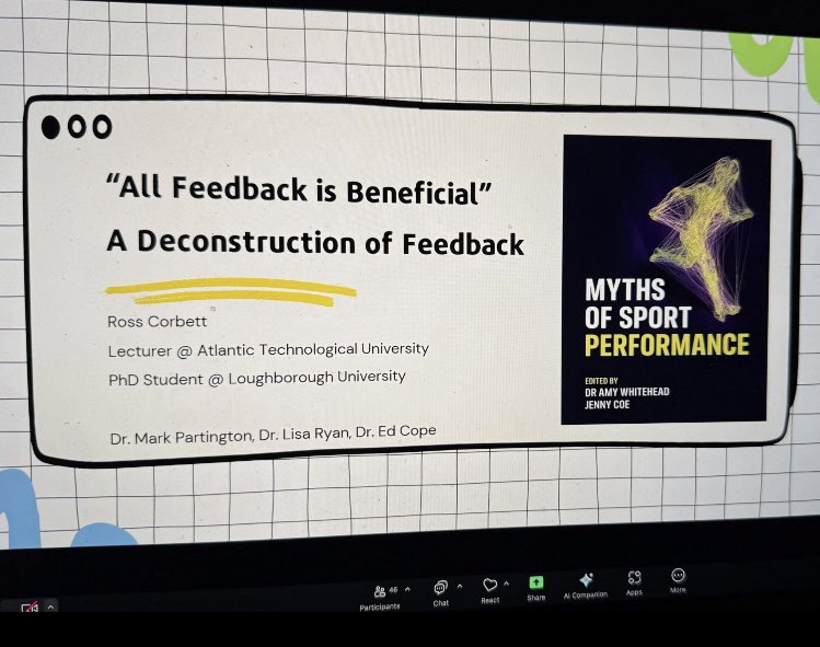 Ross Corbett (@corbett_ross) on Twitter photo Enjoyable evening presenting our research on coaches use of feedback as part of the <a href="/SequoiaBooks/">Sequoia Books</a> #MythsOfSportsPerformance webinar series. Hopefully some useful information for practitioners within their practice. Thanks to <a href="/a_whitehead1/">Dr Amy Whitehead</a> <a href="/jennycoady10/">Jenny Coe</a> for having us contribute. Enjoyable evening presenting our research on coaches use of feedback as part of the <a href="/SequoiaBooks/">Sequoia Books</a> #MythsOfSportsPerformance webinar series. Hopefully some useful information for practitioners within their practice. Thanks to <a href="/a_whitehead1/">Dr Amy Whitehead</a> <a href="/jennycoady10/">Jenny Coe</a> for having us contribute.