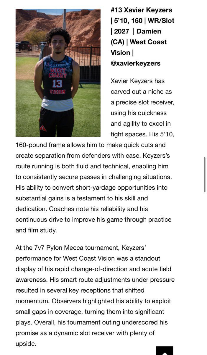 Thank you <a href="/sixstarfootball/">Six Star Football | PLUS+</a> for the write up! <a href="/JStew8/">James Stewart</a> <a href="/10HernandezM/">Michael Hernandez</a> <a href="/CoachDLockett/">xDLockett</a>