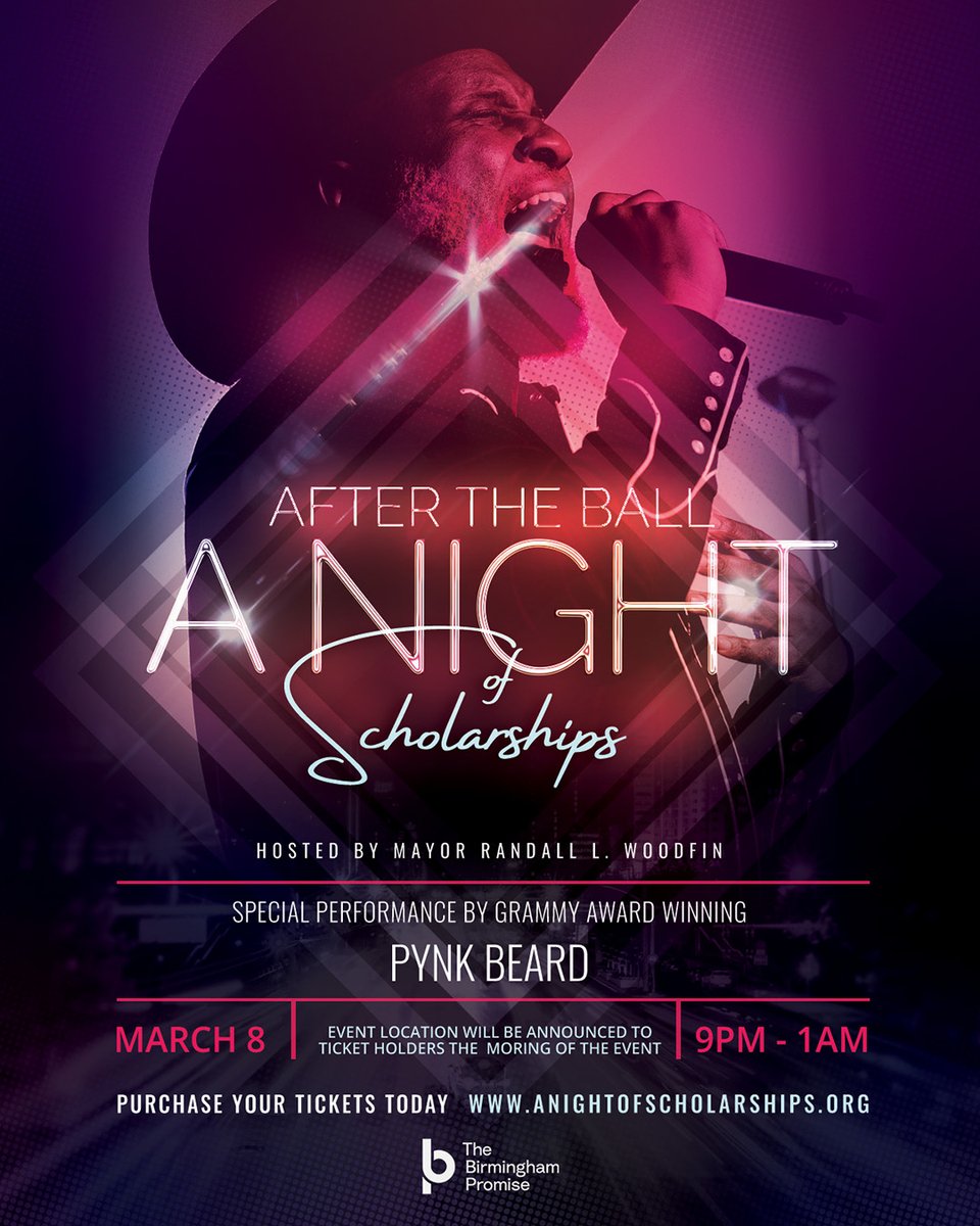 thepennyfdn's tweet photo. Join us for After The Ball: A Night of $cholarships! It’s a celebration of the boundless potential of Birmingham’s future game-changers —leaders, innovators, educators, and more. 😁✨

Happening Saturday, March 8. Grab your tickets here: https://t.co/JTVTvWq1kO

#PynkBeard #Bham https://t.co/URFsOenj0C
