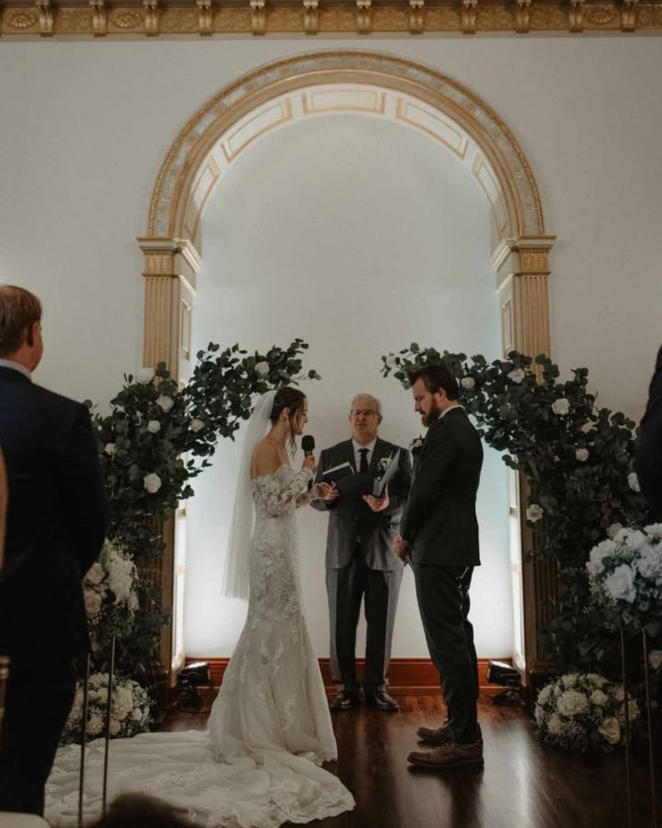 GVSUalum's tweet photo. Jeana Gondek ’17 and Kyle Bindas ’18's love story began in 2015 when they met in a media production class at GVSU. Their shared passion for live music brought them closer, and in September 2024, they got married, with their GVSU broadcasting advisor officiating the ceremony! 💙💍 https://t.co/FXIJcQsNHV