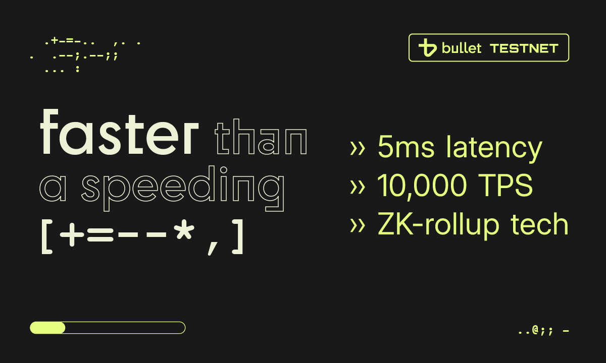 Bulletxyz's tweet photo. Sub-5ms latency. 10,000 TPS. ZK-rollup tech. Faster than a speeding [REDACTED]. 👀 https://t.co/EZHXRtw9li