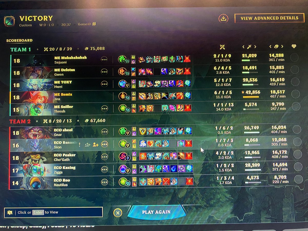2-1 UND UB PLAYOFFS SECURED LETS GOOO BOOTCAMP BUFF (sorry for pic quality cba) 
Gg eco