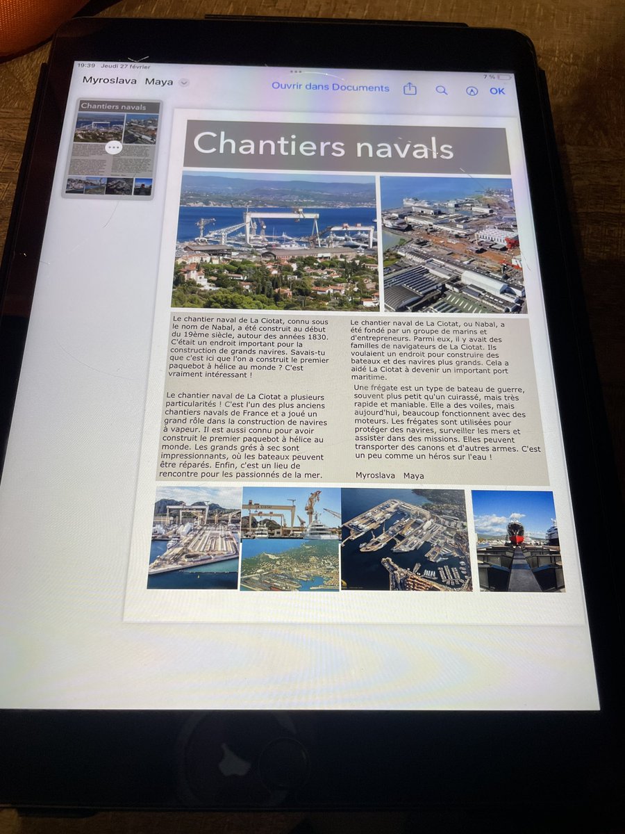 eriplolotte's tweet image. Un #chatbot mizou, une super collègue, des élèves à fond de ce1, des #ipads, #pages, #qwantjunior,  #umap, et en 2 séances ont obtient une carte situant les monuments de notre ville La Ciotat. Un clic sur la carte pour faire apparaître des affiches(photo, texte)expliquant le lieu