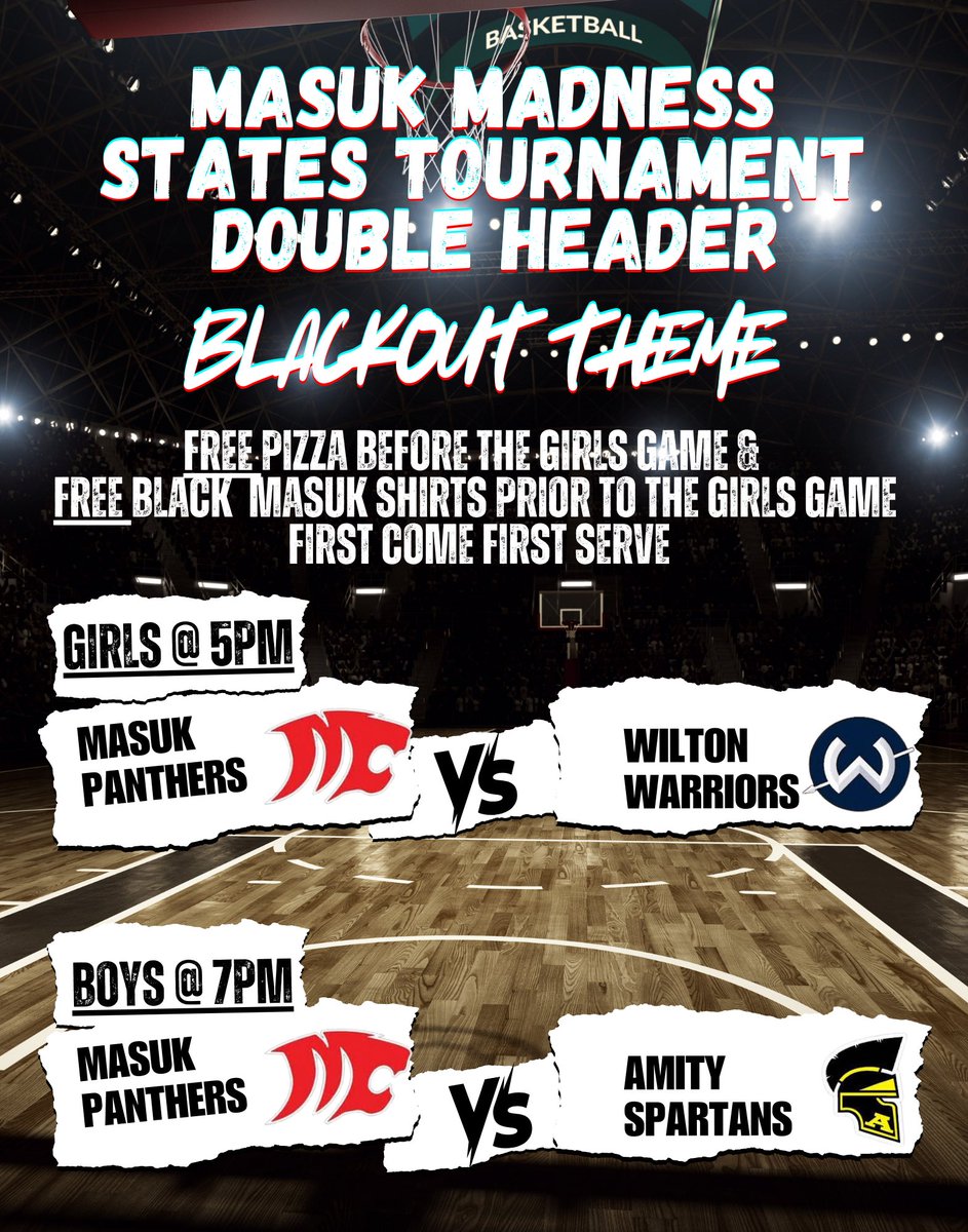 Doubleheader at home?!? Let’s get it!!! Masuk Girls vs Wilton at 5pm, then Masuk Boys vs Amity at 7pm.