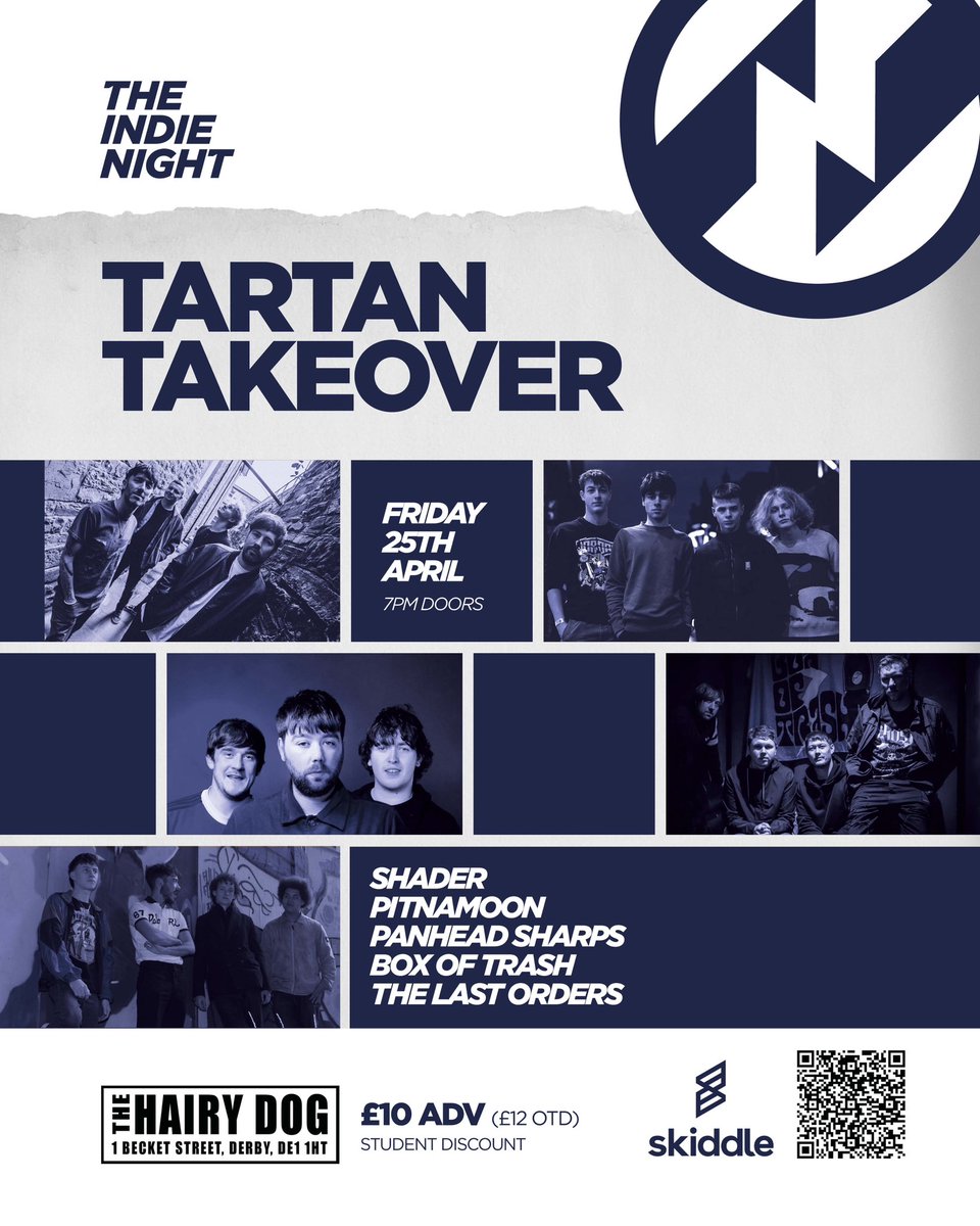 The Indie Night (@theindienight) on Twitter photo Good evening DERBY! We’re proud to announce the ‘Tartan Takeover’ 🏴 <a href="/hairydogderby/">The Hairy Dog</a> on Friday 25th April with a cracking line up… <a href="/SHADERUK/">SHADER</a> <a href="/pitnamoon/">Pitnamoon Band</a> <a href="/PanheadSharps/">Panhead Sharps</a> <a href="/boxoftrashmusic/">Box Of Trash</a> and The Last Orders!! It’s going to be an absolute belter of a gig.
skiddle.com/whats-on/Derby… Good evening DERBY! We’re proud to announce the ‘Tartan Takeover’ 🏴 <a href="/hairydogderby/">The Hairy Dog</a> on Friday 25th April with a cracking line up… <a href="/SHADERUK/">SHADER</a> <a href="/pitnamoon/">Pitnamoon Band</a> <a href="/PanheadSharps/">Panhead Sharps</a> <a href="/boxoftrashmusic/">Box Of Trash</a> and The Last Orders!! It’s going to be an absolute belter of a gig.
skiddle.com/whats-on/Derby…