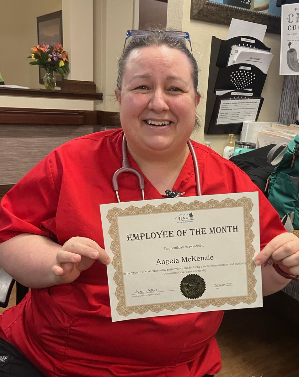 avamerehealth's tweet photo. Angie is the real MVP of Bend’s night shifts! Dependable, hardworking, and always ready to support both patients and coworkers, her cheerful attitude lifts spirits every day. Angie’s dedication doesn’t go unnoticed—thank you for all you do! #Teamwork #Gratitude #HealthcareHeroes https://t.co/SIWngMNor8