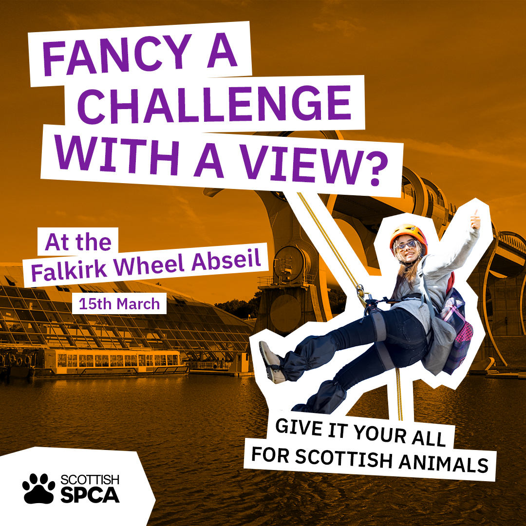The Falkirk Wheel Abseil is back! 

Take on the 100ft drop with jaw-dropping views over the countryside.

Ready to take the leap for a great cause? Sign up here: scottishspca.org/events/falkirk…

#FalkirkWheel #ScottishSPCA #RescueProtectLead