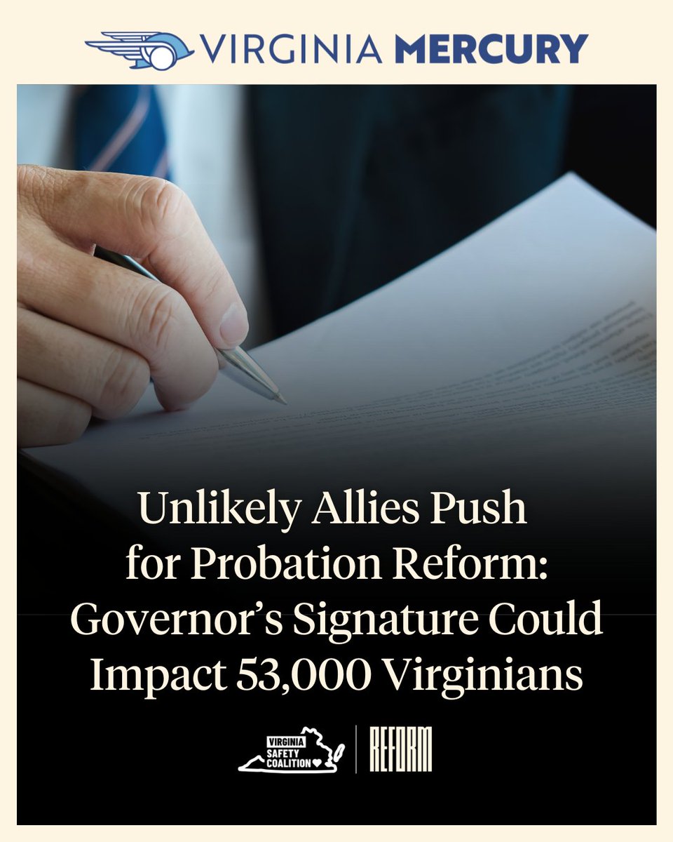 🚨 Probation Reform Is One Signature Away in Virginia. 

A groundbreaking probation reform bill is making waves in Virginia, bringing together unlikely allies from both sides of the aisle. 

Championed by Del. <a href="/WrenWilliamsVA/">Wren Williams</a> (R), <a href="/DelegateCallsen/">Delegate Katrina Callsen</a> (D), Sen. Christie