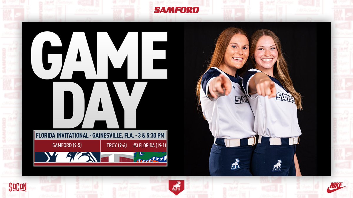 SamfordSB's tweet image. Bulldogs look to keep rolling against Trojans and #3 ranked Gators 🐶🥎

#AllForSAMford