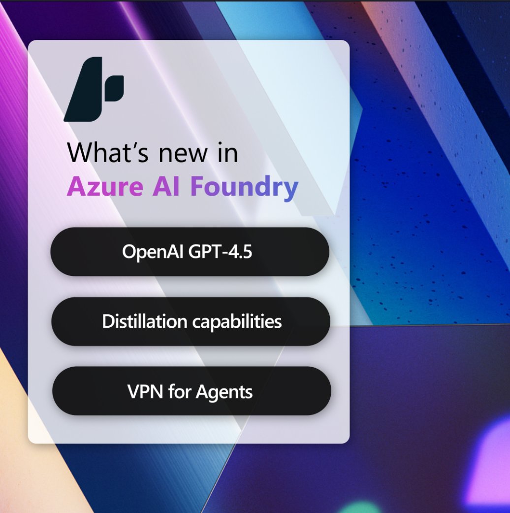 Major upgrades for Azure AI Foundry today: 

GPT-4.5 is now in preview, demonstrating a big step forward in both pre-training and post-training scale. 

Plus, new models from Cohere, Stability, and Microsoft. As AI becomes core to building every product, we’re also rolling out