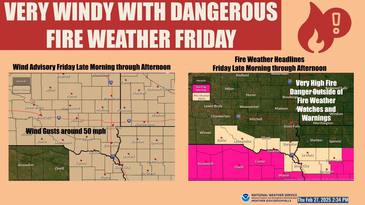 Northwest winds will increase late tonight and further increase Friday, with gusts of 40 to 50 mph likely. This will bring dangerous fire weather conditions to the area, especially near the Missouri River into northwest IA. Postpone any burning activities.