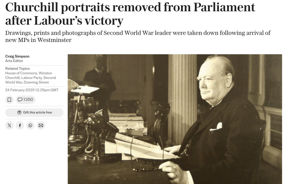KEIR STARMER JUST LIED TO THE WORLD'S MEDIA IN FRONT OF DONALD TRUMP...AGAIN!
"It was so good to see the bust of Winston Churchill back in its rightful place."
Meanwhile, back in Westminster: Starmer's Labour party has been REMOVING portraits of Churchill.