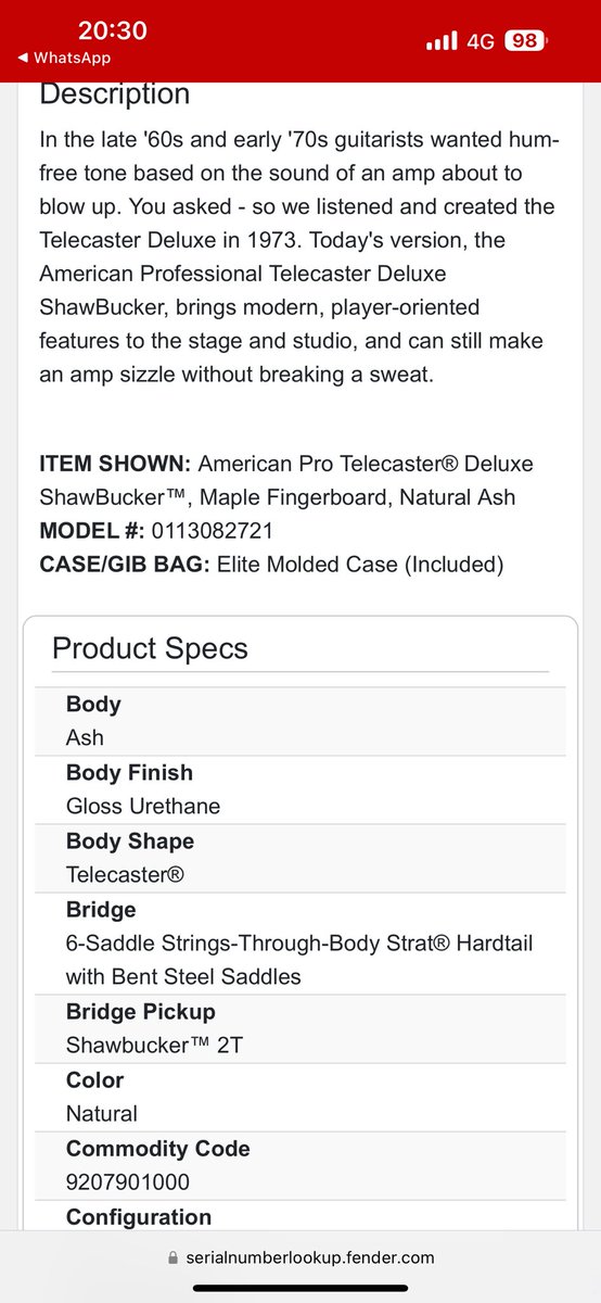 panks_79's tweet image. 🧵 Band members and 🎸 players…

My Dad is selling his Fender Telecaster Deluxe ShawBucker. 

Pictures from the Fender website with the serial number of his Telecaster.

See guitar images in next post.

Please drop me a message if you’re interested…

@SeanRKelly @OptimusGinge