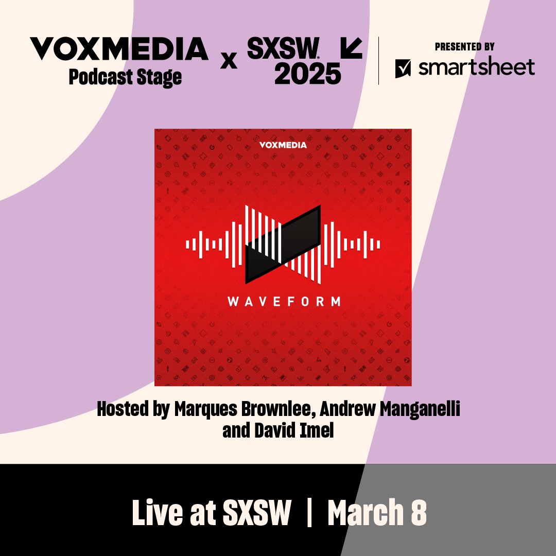 WVFRM's tweet image. Join us in Austin on March 8th for the first ever Waveform live show!
More info at events.voxmedia.com/sxsw
Presented by @smartsheetplatform