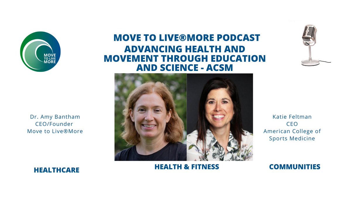 Move to Live®More (@movetolivemore) on Twitter photo //Listen to a #podcast with CEO/Founder
<a href="/AmyBantham/">Dr. Amy Bantham</a> and CEO Katie Feltman of
<a href="/ACSMNews/">American College of Sports Medicine</a> on advancing #health and #movement through #education and #science #exerciseismedicine #exercise movetolivemore.com/podcast/advanc… //Listen to a #podcast with CEO/Founder
<a href="/AmyBantham/">Dr. Amy Bantham</a> and CEO Katie Feltman of
<a href="/ACSMNews/">American College of Sports Medicine</a> on advancing #health and #movement through #education and #science #exerciseismedicine #exercise movetolivemore.com/podcast/advanc…