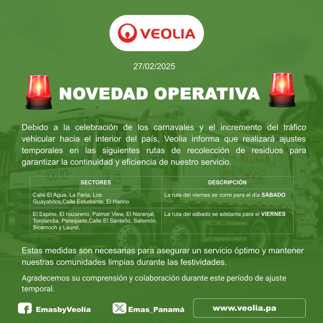 📢Veolia informa novedad operativa📢
.
.
.
Echa un vistazo👇