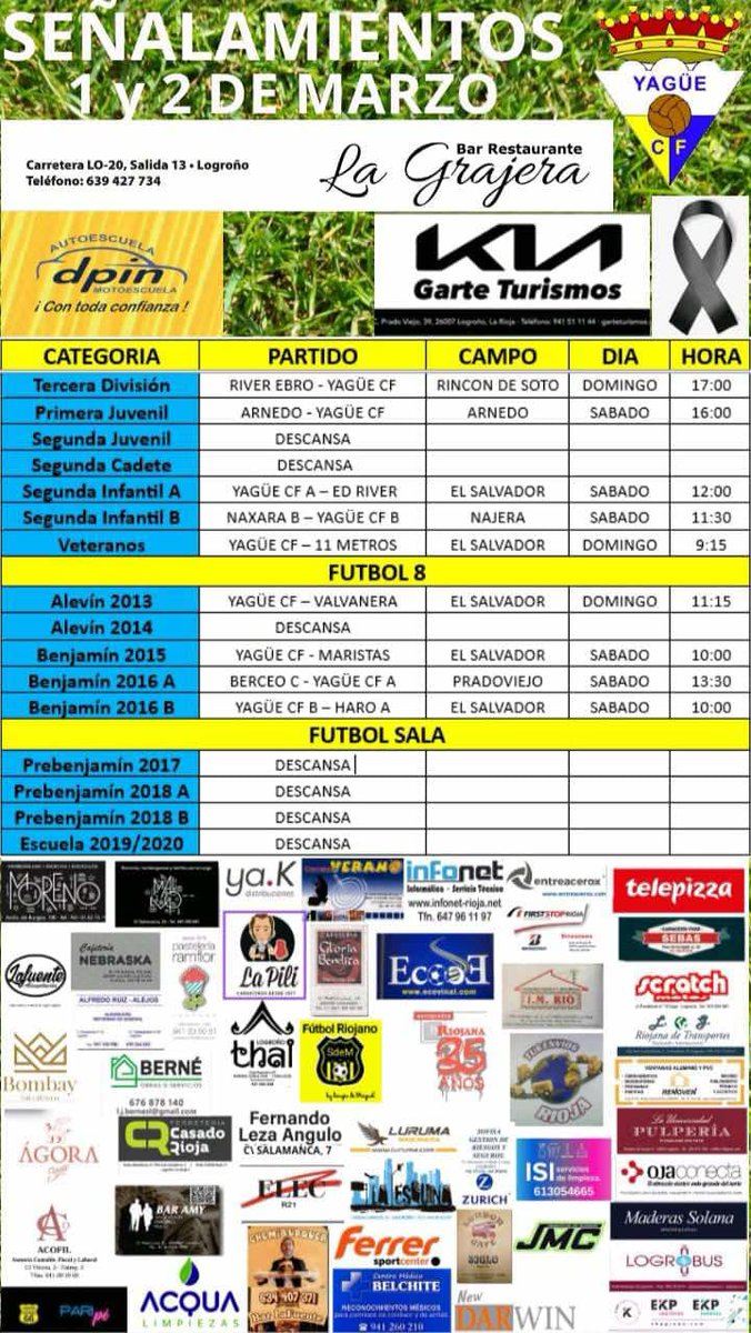 🚨HORARIOS🚨
💛💛VAMOS YAGÜE💛💛