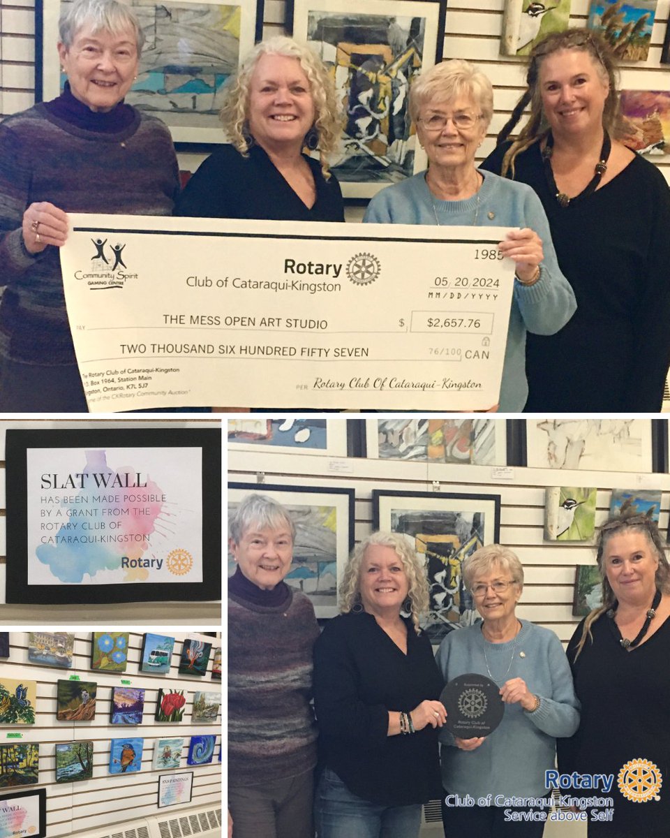 🎨👏 Congrats to The Mess Studio on their new Slat Wall! Made possible by a Rotary Club of Cataraqui-Kingston COMMUNITY GRANT with funds from <a href="/CommunityYGK/">Community Spirit Gaming Centre</a> Gaming Centre. Proud to support for 14 years! 💙🎭 🔗 themessstudiokingston.com #Community