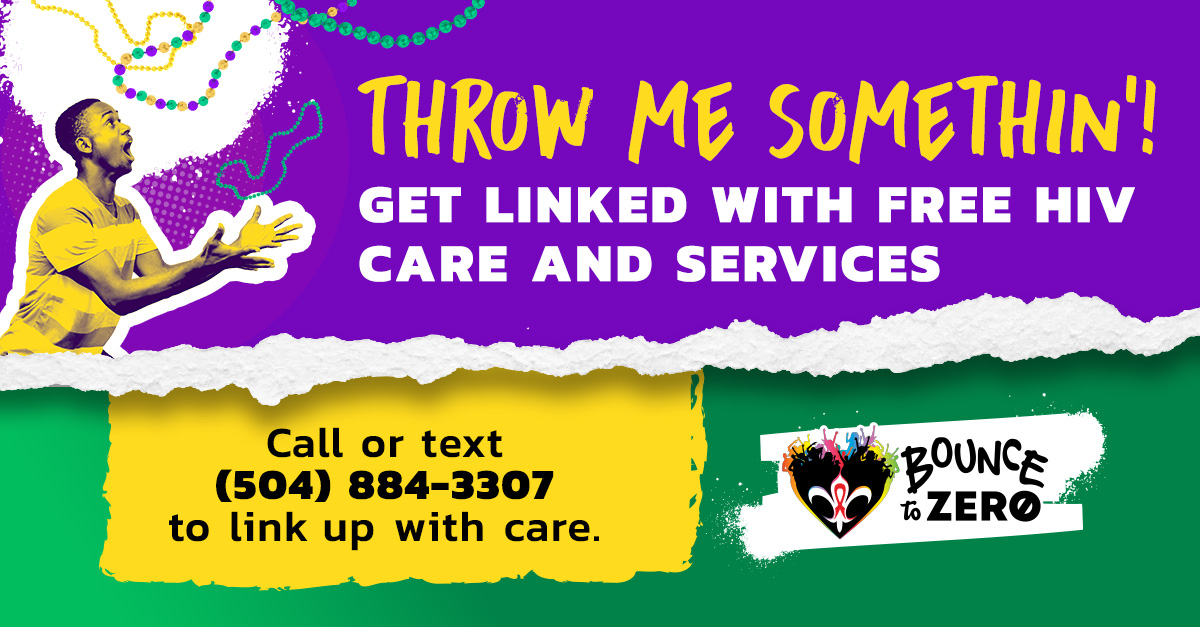 Bouncetozero's tweet image. Throw me somethin’ good! Our Centralized Linkage system connects you to FREE or low-cost HIV care and services - from diagnosis to treatment and beyond. No insurance? No problem.
📲 Call or text (504) 884-3307 to link up with care or visit bouncetozero.com/services/.