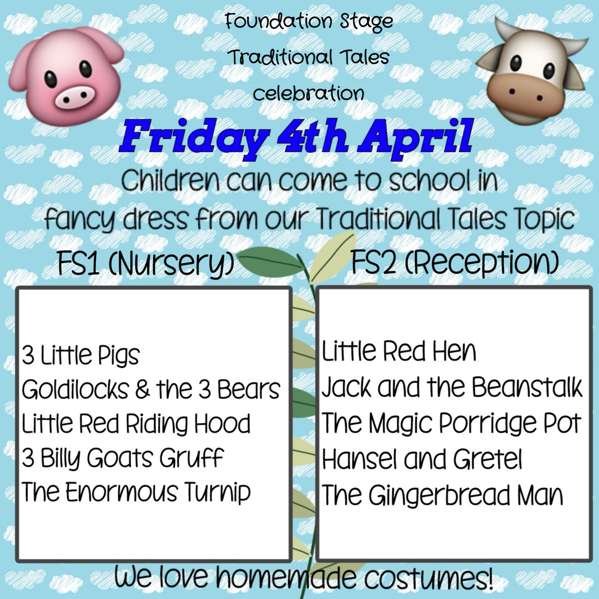 QRA_EYFS's tweet photo. To celebrate our traditional tales topic, we are inviting children to dress up as one of the many characters. Please don't go spending loads! We love homemade costumes! Thank you 😊 #qrabekind #qraliteracy https://t.co/V345xRPkGf