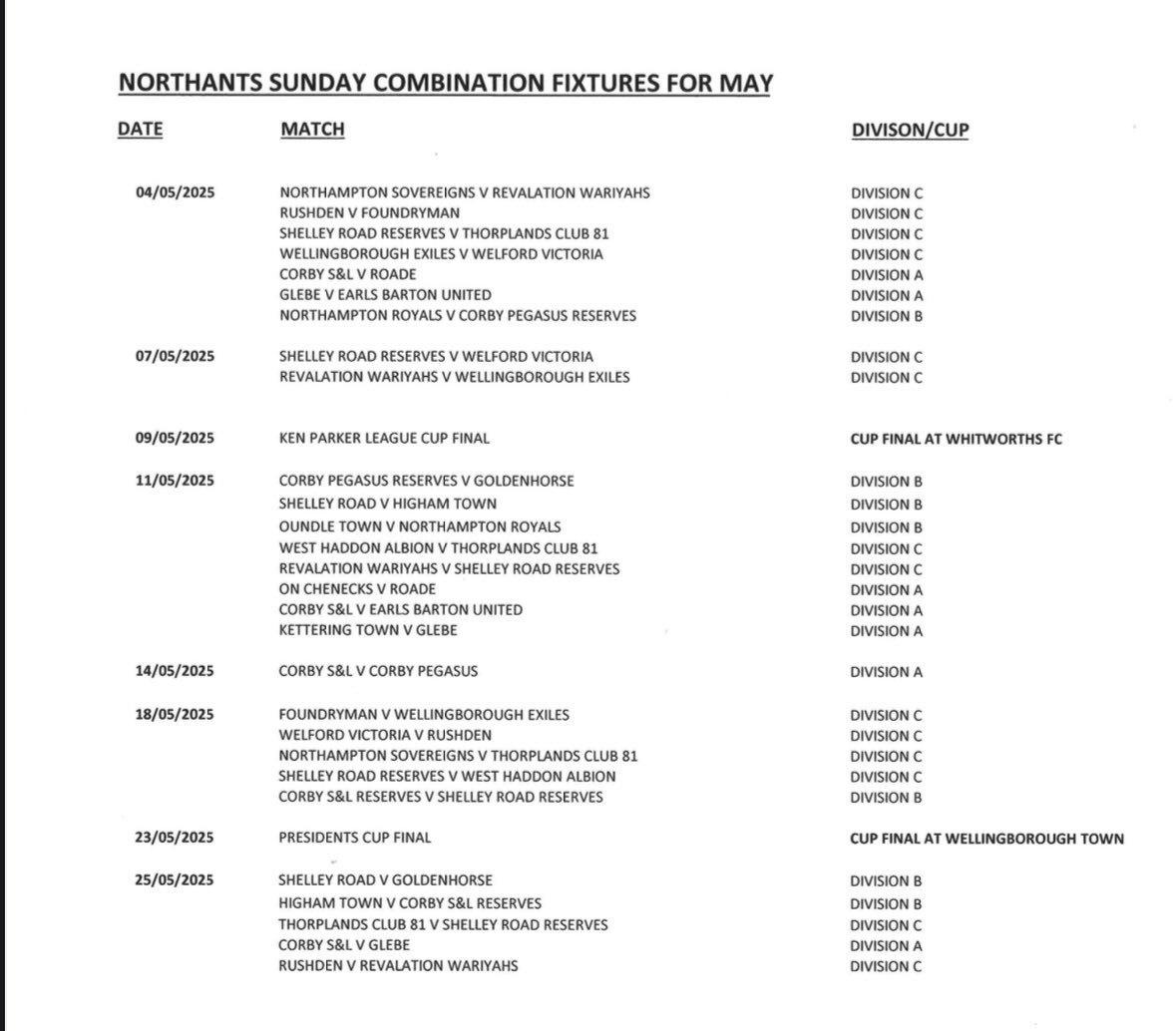 Northamptonshire Sunday Combination League tweet media