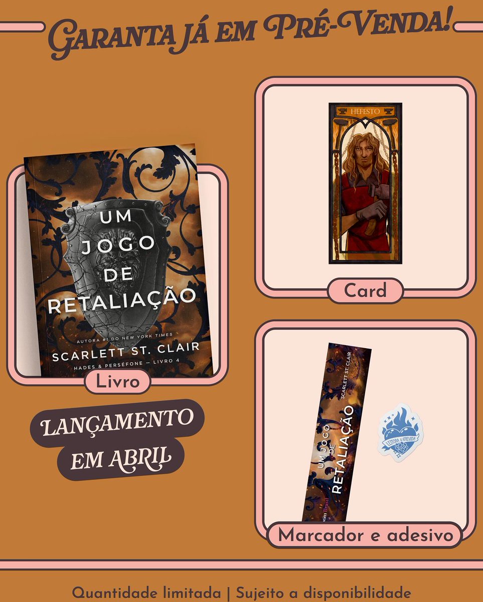 🔥 Pré-venda Amazon liberada!

Chegou 'Um jogo de retaliação', livro 4 da saga de Hades &amp; Perséfone por Scarlett St. Clair!

🔗 Reserve: amzn.to/3QG1NtX