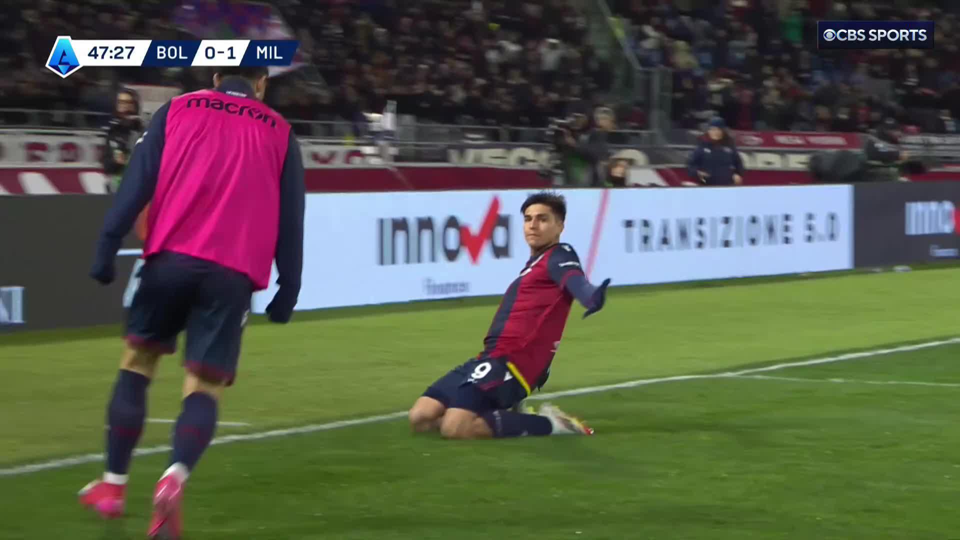 Bologna are back in it!Santiago Castro pounces on a loose ball to bring I Rossoblù level against Milan 💪