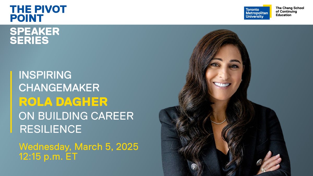 On March 5, join Rola Dagher, Honorary Doctor of Laws '23, renowned speaker, author, and inspiring changemaker, for a lunch hour webinar on adapting to change, overcoming challenges, and achieving long-term career success.

RSVP: ow.ly/Ufy350UUnFa