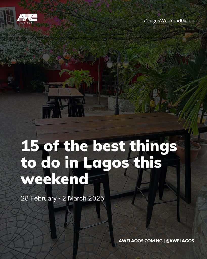 AweLagos's tweet photo. Looking for things to do this weekend in Lagos? We have you covered! 

From exhibitions and plays to film screenings, here are 15 of the best activities to enjoy in Lagos this weekend.

Enjoy your weekend 🤍

#AweLagos #LagosWeekendGuide https://t.co/qp6KdtPeWO