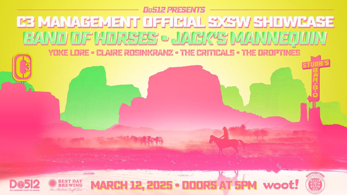 Join us at C3 Mgmt’s @SXSW showcase, presented by @do512 and supporting <a href="/myhaam/">HAAM</a>, on 3/12 at @stubbsaustin. RSVP at the link in bio!

This general admission showcase is free to the public, but please note that entry is first come/first served, with a priority line for SXSW badges.