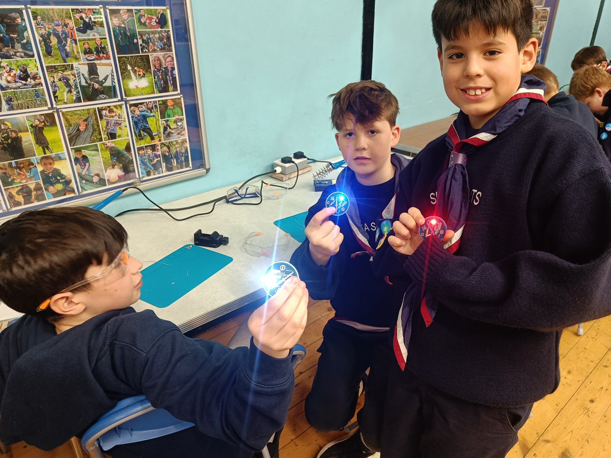 Great fun with soldering and electronics at Tuesday Scouts! Engineers in the making.