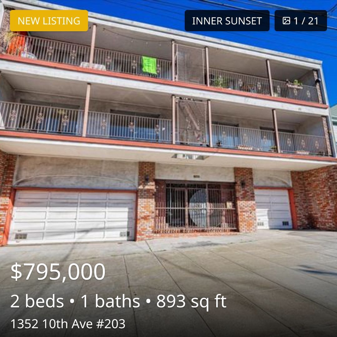 listing_feed's tweet image. 🏠 New Listing in SF

1352 10th Ave #203, San Francisco, CA 94122

$795,000 · 2 beds · 1 baths · 893 sqft

Inner Sunset

View listing details: buff.ly/4hYsvde

SF listing activity: buff.ly/41ltqP7

#InnerSunset #for_sale #sf #sanfrancisco #sfhomes #sfre #bayarea