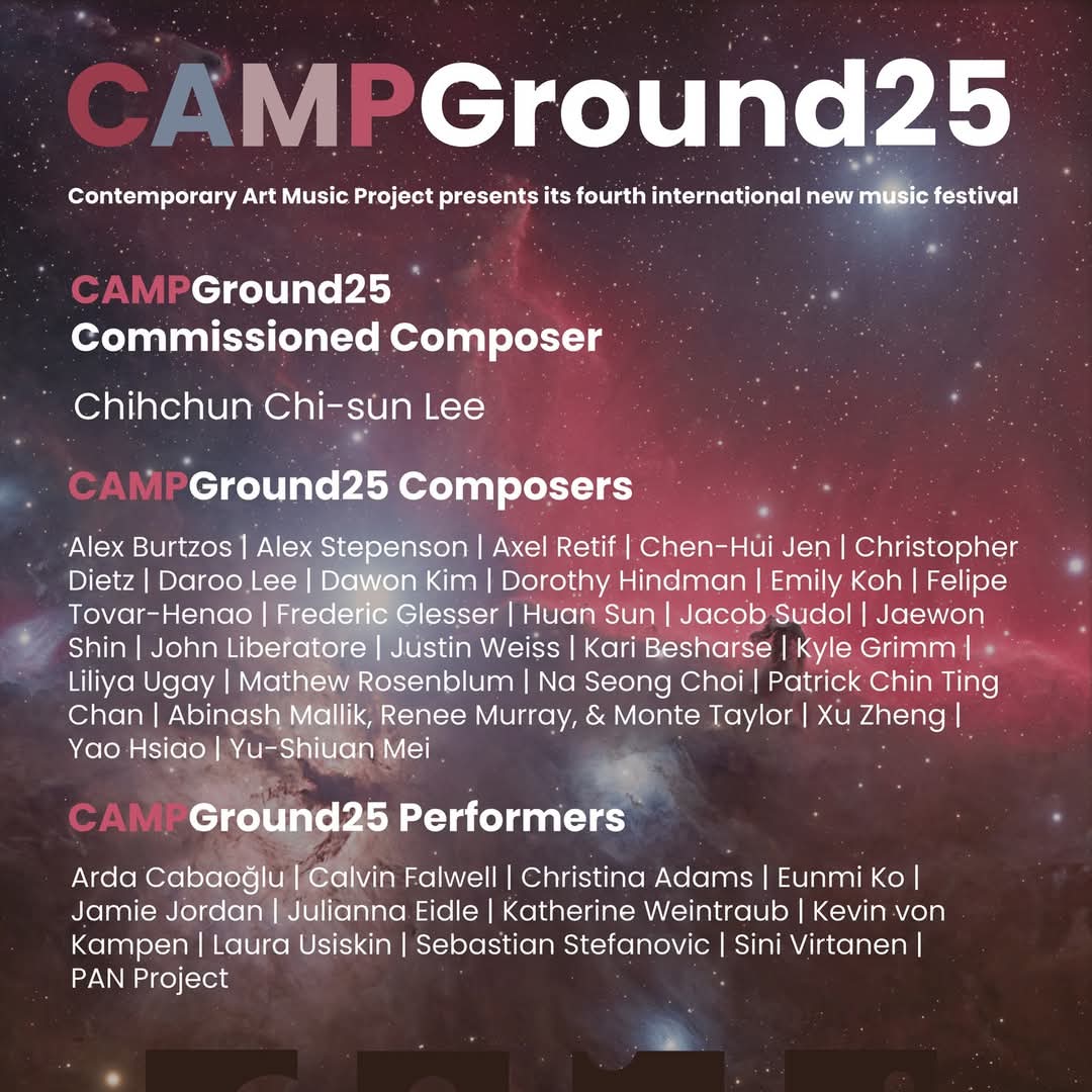 AxelRetif's tweet photo. I'm thrilled to participate once again in the unique CAMPGround festival—organized by the Contemporary Art Music Project. Where the outstanding violinist Sini Virtanen and trumpeter Arda Cabaoglu will premiere my piece Akerio (2024) in Tampa, Florida. https://t.co/TaX5B7twiP