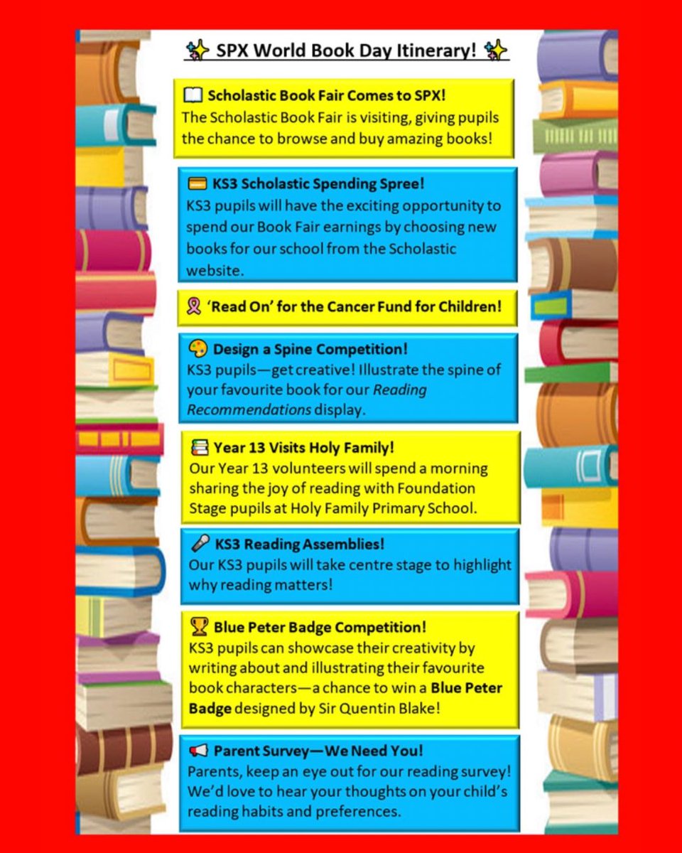 spxcollege's tweet photo. Get ready for an exciting #WorldBookDay at SPX! 📚✨ Here's the itinerary: https://t.co/RnJmIzhAFR
