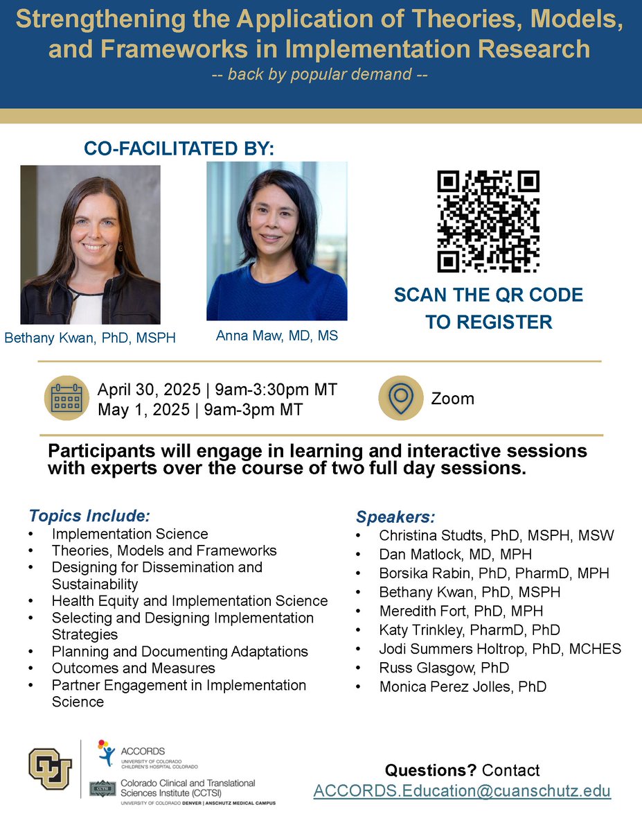 ACCORDS - Health Research (@accordsresearch) on Twitter photo Join us for the ACCORDS and <a href="/CCTSI/">CCTSI</a> D&I Science for Researchers Workshop: Strengthening the Application of Theories, Models, and Frameworks in Implementation Research. Applications for didactics and intensives are due March 31st, 2025. Register here: ucdenverdata.formstack.com/forms/spring25… Join us for the ACCORDS and <a href="/CCTSI/">CCTSI</a> D&I Science for Researchers Workshop: Strengthening the Application of Theories, Models, and Frameworks in Implementation Research. Applications for didactics and intensives are due March 31st, 2025. Register here: ucdenverdata.formstack.com/forms/spring25…