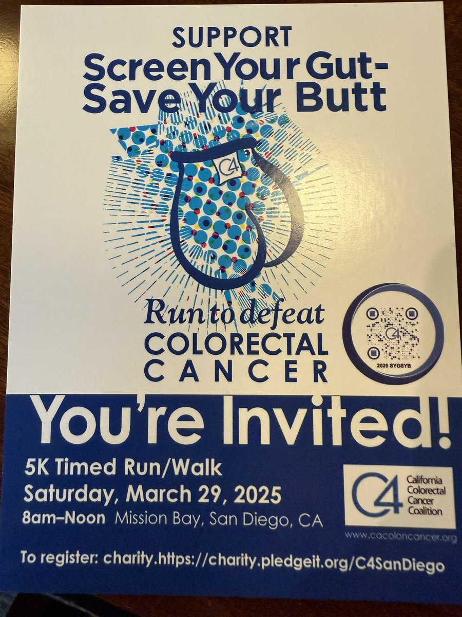 HHampel1's tweet image. Join the California Colorectal Cancer Coalition 5K in Mission Bay, CA on March 29, 2025. #colorectalcancer @CGAIGC