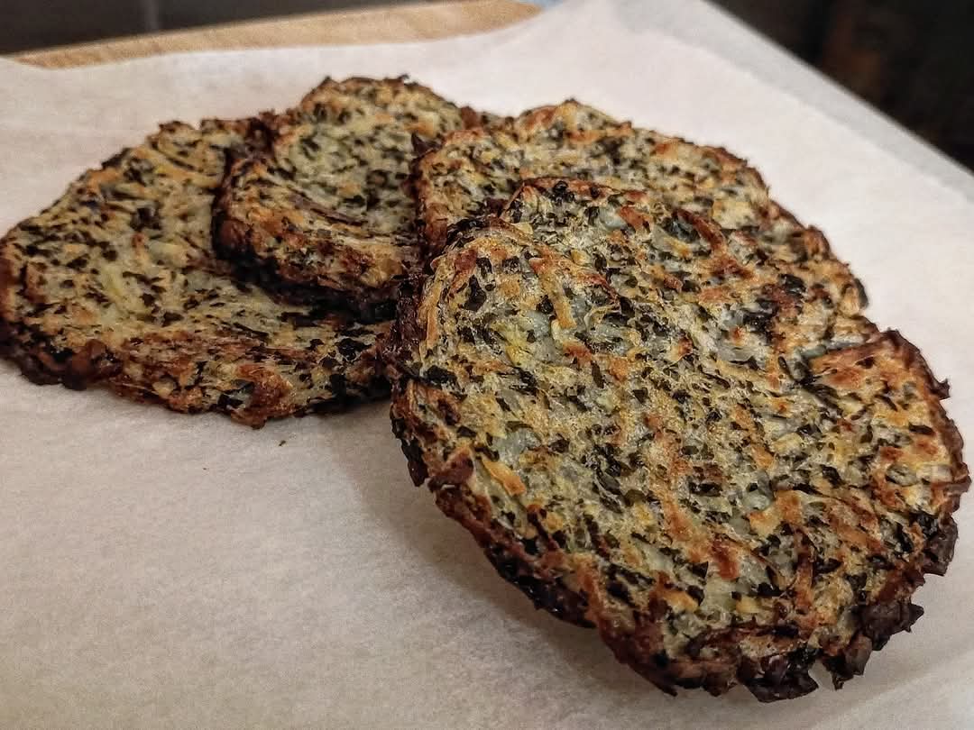 First attempt at making proper Welsh hash browns.
Shredded potato mixed with laverbread, made into patty's and oven baked. 
#stdavidsday #laverbread #wales #welsh