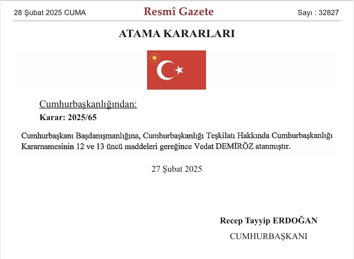 Cumhurbaşkanlığı başdanışmanlığı’na atanan kıymetli hemşehrimiz, başkanımız <a href="/vedatdemiroz/">Vedat Demiröz</a> ‘ü tebrik eder. çalışmalarından üstün başarılar dilerim Rabbim yar ve yardımcınız olsun