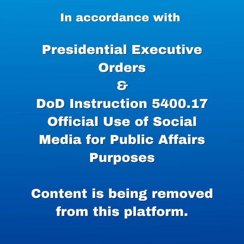 EielsonAirForce's tweet image. In accordance with Presidential Executive Orders and DoD Instruction 5400.17 Official Use of Social Media for Public Affairs Purposes, content is being removed from this platform.