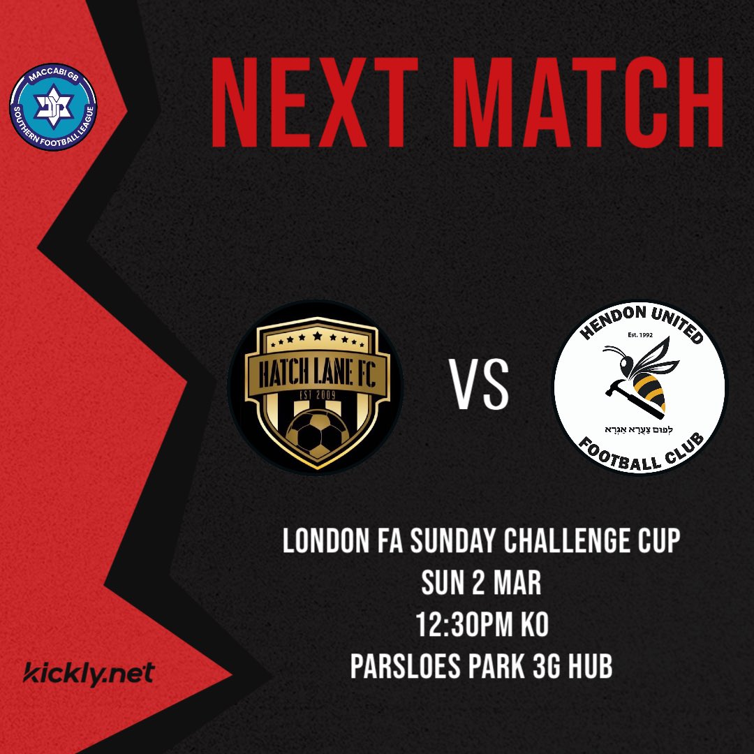 Hendon United FC (@hendonutd) on Twitter photo This Sunday we travel to <a href="/HatchLaneFC/">Hatch Lane FC</a> of the <a href="/EssexCorinthian/">Corinthian League</a> Football League in our rescheduled London FA Sunday Challenge Cup Quarter Final sponsored by <a href="/urfreshtv_sport/">urfreshtvsport</a> #COYH ๐ด This Sunday we travel to <a href="/HatchLaneFC/">Hatch Lane FC</a> of the <a href="/EssexCorinthian/">Corinthian League</a> Football League in our rescheduled London FA Sunday Challenge Cup Quarter Final sponsored by <a href="/urfreshtv_sport/">urfreshtvsport</a> #COYH ๐ด