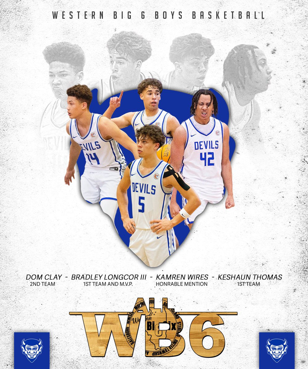 Congrats to Bradley Longcor III, Keshaun Thomas, Dom Clay and Kamren Wires on being selected on the Western Big 6 All-Conference Team. Well deserved honor fellas. 

#BlueDevilPride
#TL54