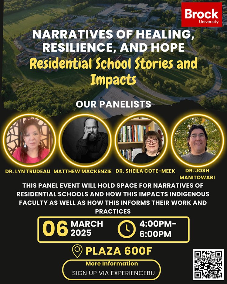 Brock History Dept (@historybrocku) on Twitter photo History Professor, Dr. Joshua Manitowabi will be speaking on a panel "Narrative of Healing, Resilience, and Hope" on March 6. To attend, scan the QR code on the poster. #brockuhistory History Professor, Dr. Joshua Manitowabi will be speaking on a panel "Narrative of Healing, Resilience, and Hope" on March 6. To attend, scan the QR code on the poster. #brockuhistory
