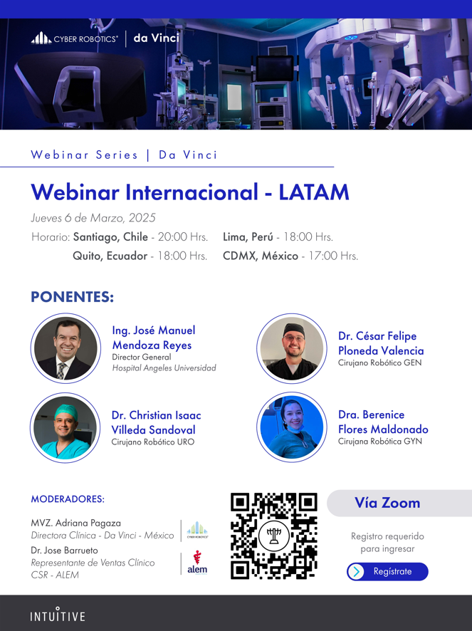 Cyber Robotics (@cyberrobotics) on Twitter photo 📷Conéctate a nuestro Webinar Internacional - LATAM
Descubre lo último en cirugía robótica da Vinci junto a especialistas de primer nivel. Aprende sobre tendencias, experiencias clínicas y casos de éxito en Latinoamérica.
us02web.zoom.us/.../reg.../WN_… 📷Conéctate a nuestro Webinar Internacional - LATAM
Descubre lo último en cirugía robótica da Vinci junto a especialistas de primer nivel. Aprende sobre tendencias, experiencias clínicas y casos de éxito en Latinoamérica.
us02web.zoom.us/.../reg.../WN_…