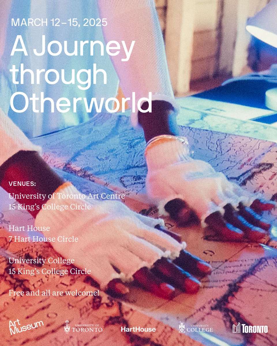 We are thrilled to announce the full schedule of A Journey through Otherworld!✨ From March 12–15, join the Art Museum for four days of multi-sensory workshops, tours, and presentations inspired by Camille Turner's Otherworld exhibition. 

Full details: artmuseum.utoronto.ca/program/a-jour…