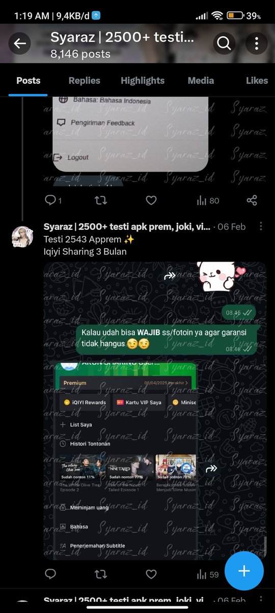 Syaraz | 3700+ testi apprem, joki, XXI, CGV, cine tweet media