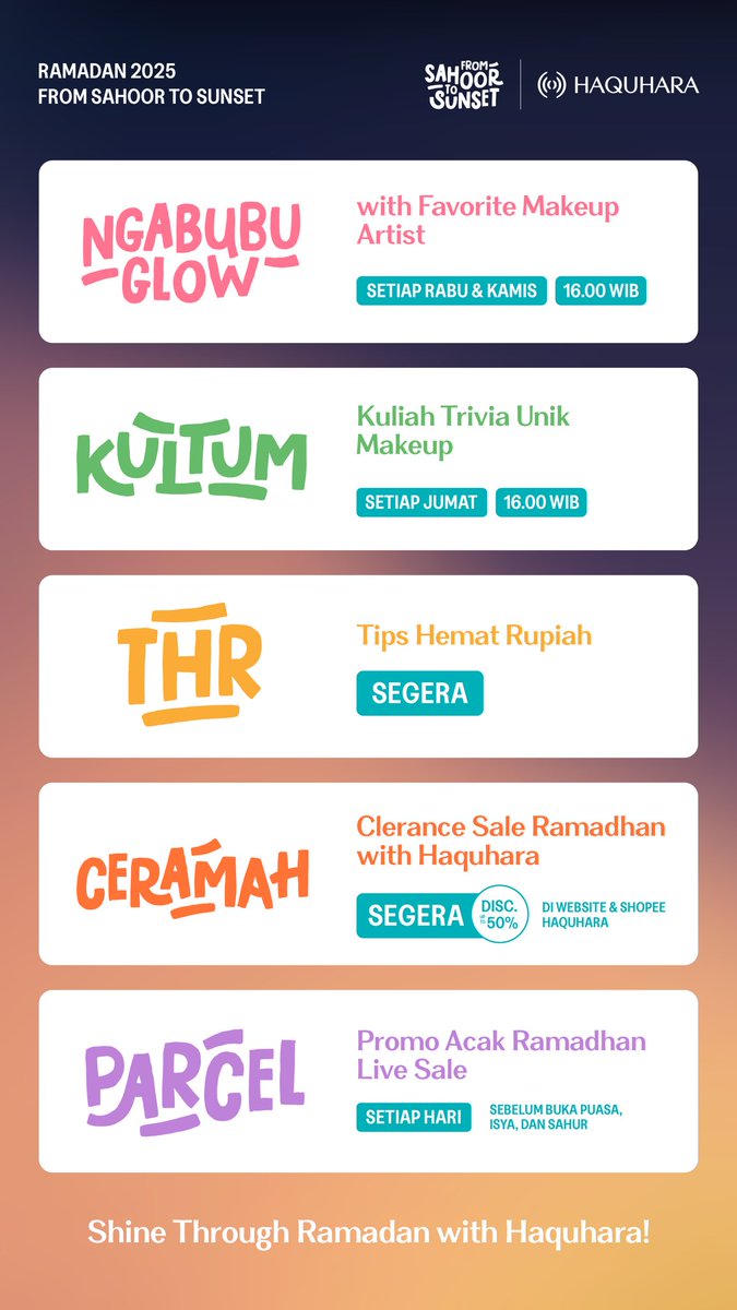 Guysss pantengin terus deh social media Haquhara. Soalnya selama bulan Ramadan MinQu mau kasih banyak hal spesial buat kamu 💗✨🌙